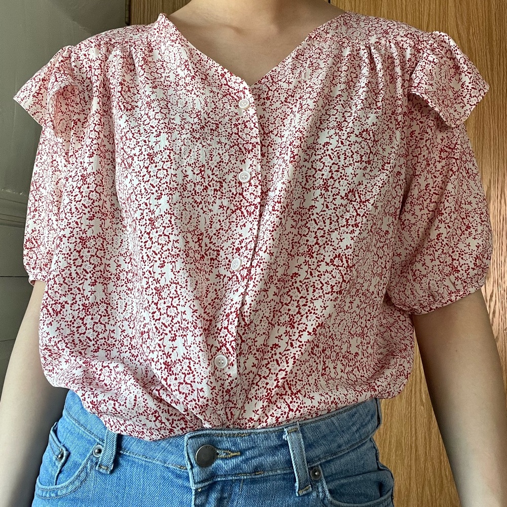 Flowered pink blouse